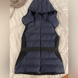 Navy blue and black Aether puffer vest NWOT